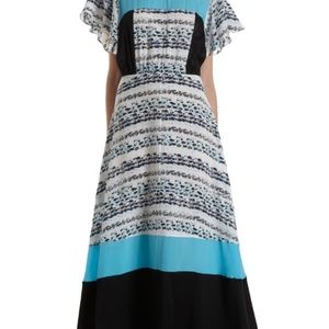 ICB New York Silk Long Maxi Colorblocked Designer Dress size 4 MSRP $735